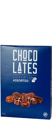 Chocolates de luxe blauw 180gr