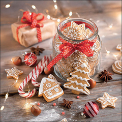 Napkin 33 Christmas cookies jar FSC Mix