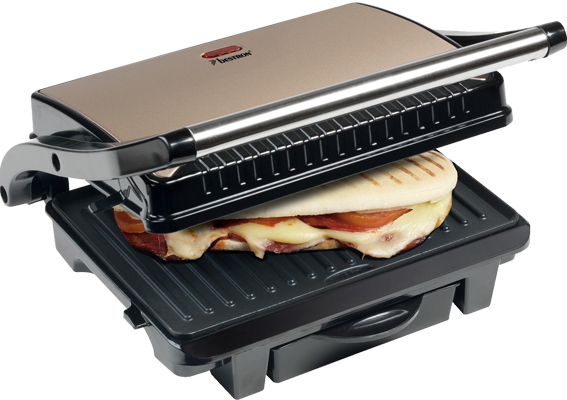 Panini Grill - 1000W - opvangbakje voor vet - Satin