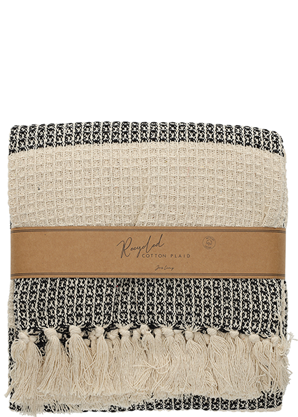 JENS Living Recycled Cotton Plaid Noa Zwart