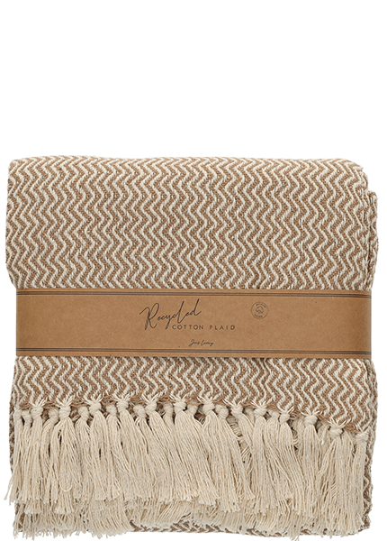 JENS Living Recycled Cotton Plaid Visgraat Beige