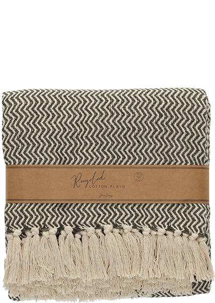 JENS Living Recycled Cotton Plaid Visgraat Groen