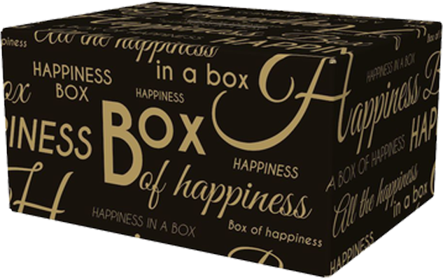 Speciale doos Happiness kraft/zwart eiken plank 80x25