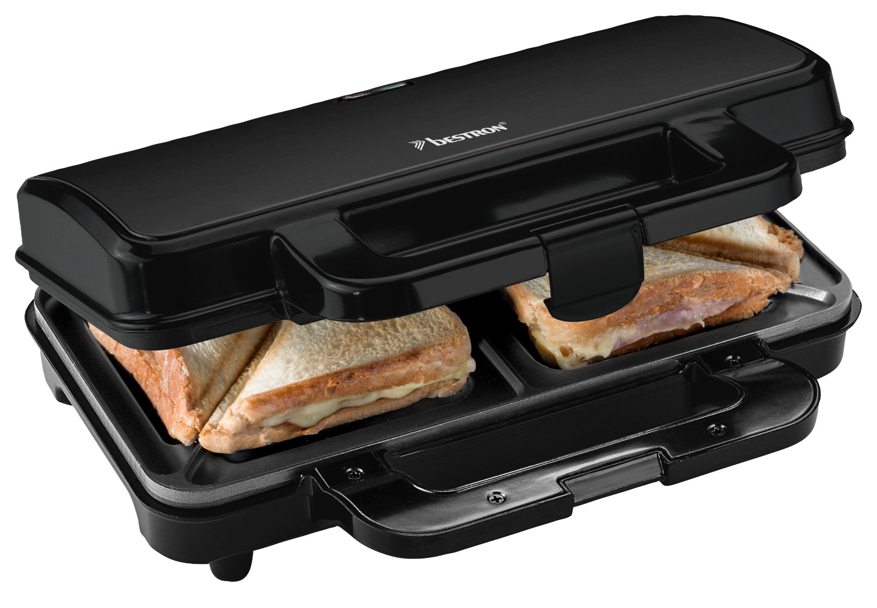 Sandwich maker XL - voor 4 driehoekige sandwiches - 900W - Zwart