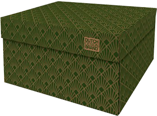 Dutch Design Storage Box Medium Art Deco Velvet Green